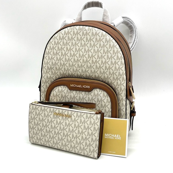 Michael Kors Jaycee Medium Zip Packet Backpack & Double Zip Wallet Wristlet - Picture 2 of 13